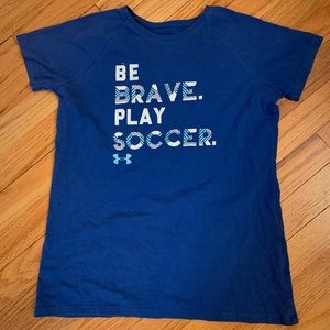 Blue Under Armour Girls Tee with saying on front
